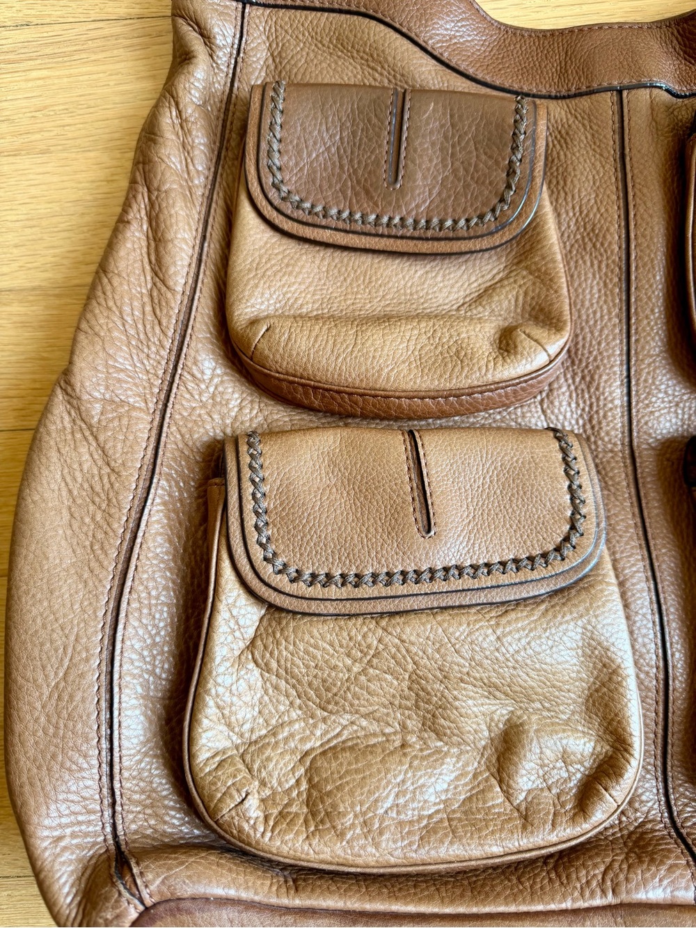 Banana Republic - Brown Pebbled Leather Shoulder/Hobo Bag, Pockets! - Picture 7 of 14